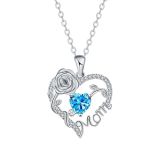 Heart shaped pendant, rose necklace, women's collarbone chain, love gift