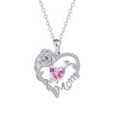 Heart shaped pendant, rose necklace, women's collarbone chain, love gift