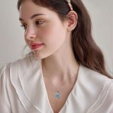 Heart shaped pendant, rose necklace, women's collarbone chain, love gift