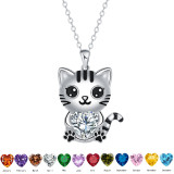 Cartoon Cat Hugging Love Pendant Cute and Fashionable Black Cat Pendant Necklace for Women