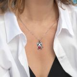 Cartoon Cat Hugging Love Pendant Cute and Fashionable Black Cat Pendant Necklace for Women