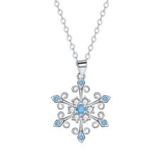 zircon  blue snowflake necklace temperament collarbone chain