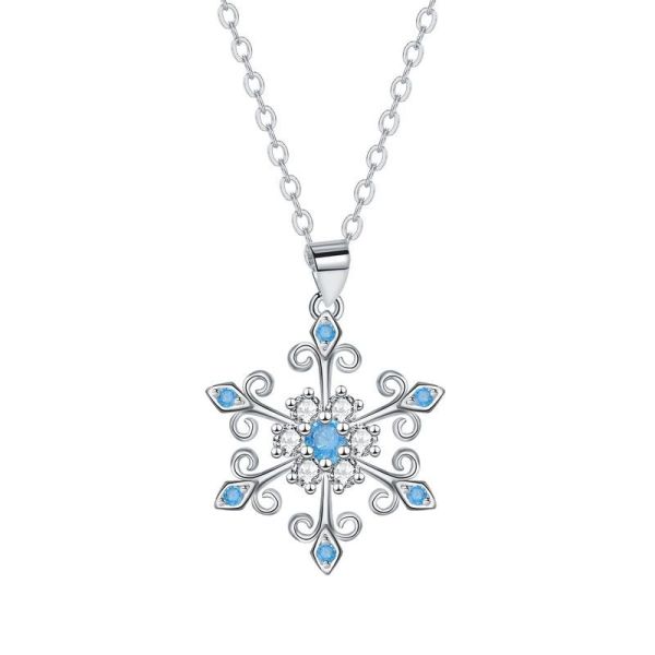 zircon  blue snowflake necklace temperament collarbone chain