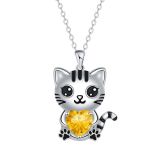 Cartoon Cat Hugging Love Pendant Cute and Fashionable Black Cat Pendant Necklace for Women