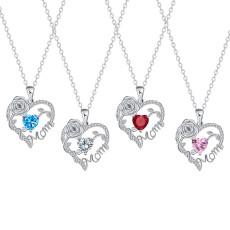 Heart shaped pendant, rose necklace, women's collarbone chain, love gift