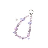 Crystal Phone Chain Pearl Flower Beaded Wrist Short Phone Hanging Rope for Women