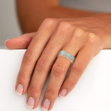 8MM Rhinestone stainless steel electroplated five row diamond ring