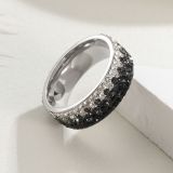 8MM Rhinestone stainless steel electroplated five row diamond ring