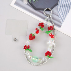 New Phone Chain Strawberries Diamond Ball Pendant Bag Keychain