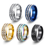 Double row diamond zircon stainless steel ring