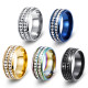 Double row diamond zircon stainless steel ring