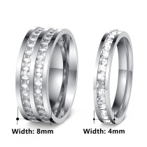 Square Diamond Zircon Stainless steel Steel Starry Sky Ring Rose Gold Ring