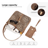 Leopard checkerboard pattern hand-held shoulder bag, checkered diagonal cross sub mother bag