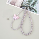 Double chain butterfly crystal fashion phone chain pearl chain phone case bag decoration