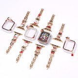 Christmas new diamond studded metal strap suitable for Apple Watch linked case iwatch56789SE set