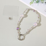 Mobile phone chain bursts with brightness, high-end bead wrist hanging chain, bow flower hanging decoration bag chain
