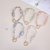 Sweet Girl Phone Chain Crystal Clear Versatile Short Pearl Colorful Bead Dream Keychain Phone Hanging Rope
