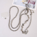 Long pearl phone chain can be folded and worn with ins dopamine for women's fresh and sweet keychain bag chain