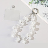 Hydrangea bead hanging chain wrist phone chain flower translucent fresh crystal chain anti drop hanging rope bag accessories