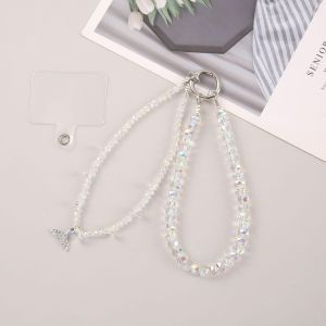 Sparkling Fish Tail Pendant Beaded Phone Chain Bag Pendant Gentle and Girl like Double Chain Design Phone Pendant