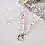 Mobile phone chain bursts with brightness, high-end bead wrist hanging chain, bow flower hanging decoration bag chain