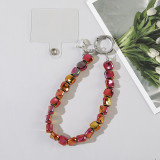 Transparent crystal stone mobile phone chain hanging accessory versatile, niche shaped bead wrist hanging chain short design