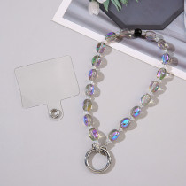 Premium Peach Heart Crystal Bead Bracelet Phone Case Keychain Pendant Bag Pendant