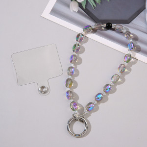 Premium Peach Heart Crystal Bead Bracelet Phone Case Keychain Pendant Bag Pendant