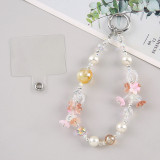 Spring and summer flower mobile phone chain, flowing resin crystal mobile phone chain with pad, wrist short design