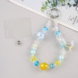 Spring and summer flower mobile phone chain, flowing resin crystal mobile phone chain with pad, wrist short design