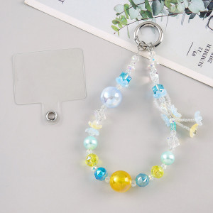 Spring and summer flower mobile phone chain, flowing resin crystal mobile phone chain with pad, wrist short design
