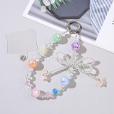 Mobile phone chain bursts with brightness, high-end bead wrist hanging chain, bow flower hanging decoration bag chain