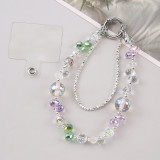 Mobile phone chain bursts with brightness, high-end bead wrist hanging chain, bow flower hanging decoration bag chain