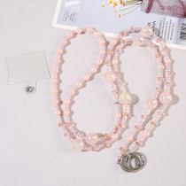 Pearl bead mobile phone chain, keychain pendant, accessory, hanging decoration
