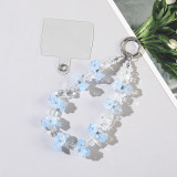 Hydrangea bead hanging chain wrist phone chain flower translucent fresh crystal chain anti drop hanging rope bag accessories