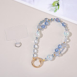 Sweet Girl Phone Chain Crystal Clear Versatile Short Pearl Colorful Bead Dream Keychain Phone Hanging Rope