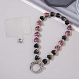 Premium Peach Heart Crystal Bead Bracelet Phone Case Keychain Pendant Bag Pendant