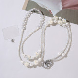 Long pearl phone chain can be folded and worn with ins dopamine for women's fresh and sweet keychain bag chain