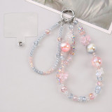 Mobile phone chain bursts with brightness, high-end bead wrist hanging chain, bow flower hanging decoration bag chain
