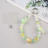 Spring and summer flower mobile phone chain, flowing resin crystal mobile phone chain with pad, wrist short design