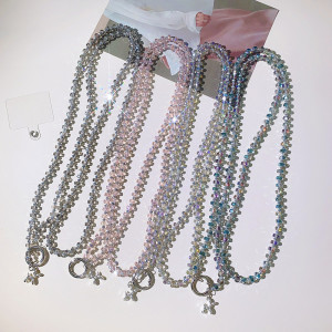Crystal Wheel Bead Long Phone Chain Outdoor Travel Shopping Bead Shining Sparkling Keychain