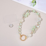 Sweet Girl Phone Chain Crystal Clear Versatile Short Pearl Colorful Bead Dream Keychain Phone Hanging Rope
