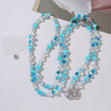 Long pearl phone chain can be folded and worn with ins dopamine for women's fresh and sweet keychain bag chain