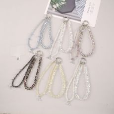 Sparkling Fish Tail Pendant Beaded Phone Chain Bag Pendant Gentle and Girl like Double Chain Design Phone Pendant