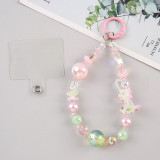 Spring and summer flower mobile phone chain, flowing resin crystal mobile phone chain with pad, wrist short design