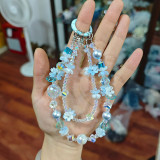 Mobile phone chain bursts with brightness, high-end bead wrist hanging chain, bow flower hanging decoration bag chain