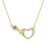 Diamond studded infinite love necklace for women, interlocking heart-shaped collarbone necklace necklace accessories