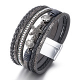 Summer starfish shell bracelet women's hand woven leather Bohemian bracelet in stock