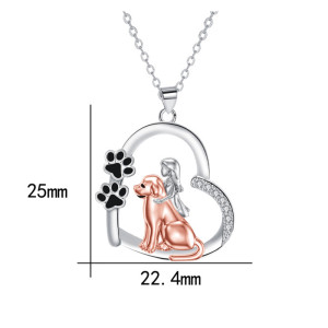 Jewelry heart-shaped dog and girl personalized design necklace fashionable and versatile women's jewelry
