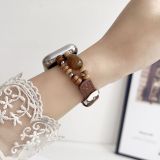 Beaded leather strap suitable for Apple iWatch123456789S10 watch